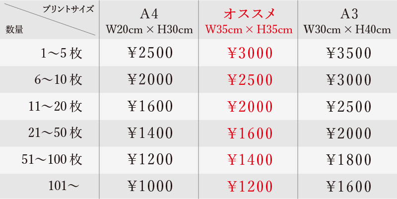 【価格表】フルカラーインクジェットプリント/濃色生地へのプリント